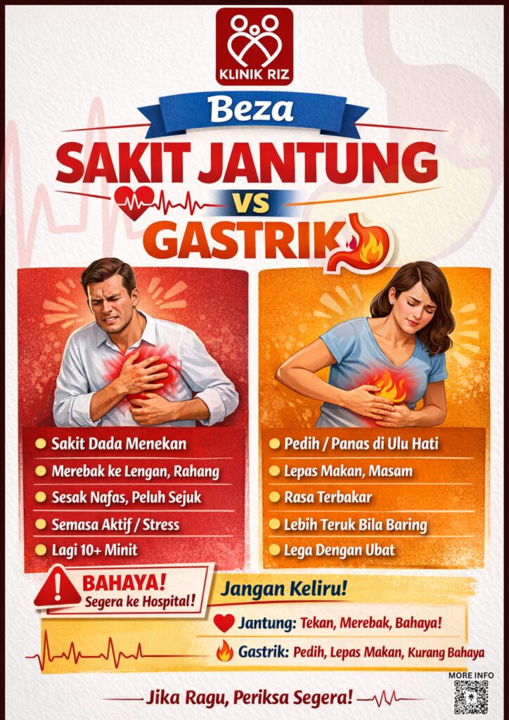 BEZA SAKIT JANTUNG DAN GASTRIK